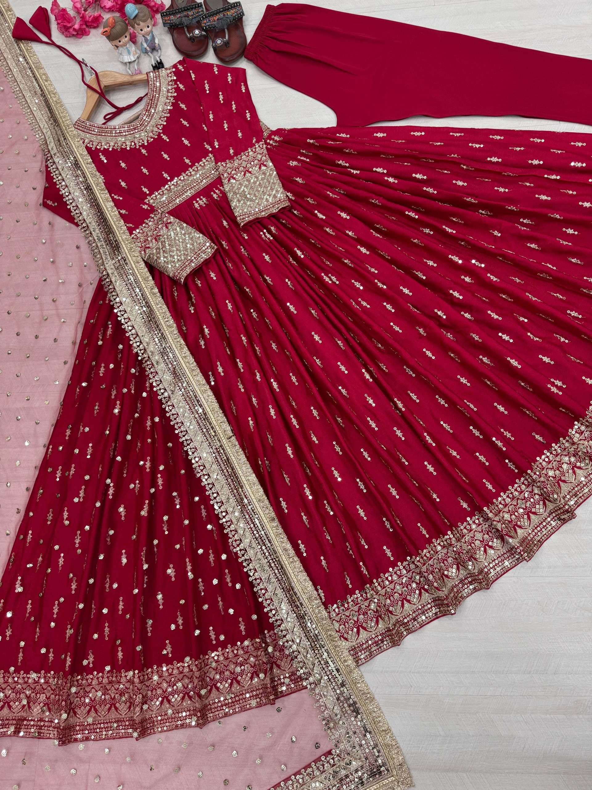 Embroidered Lehenga Suit with Net Dupatta – Party Wear - Image 15