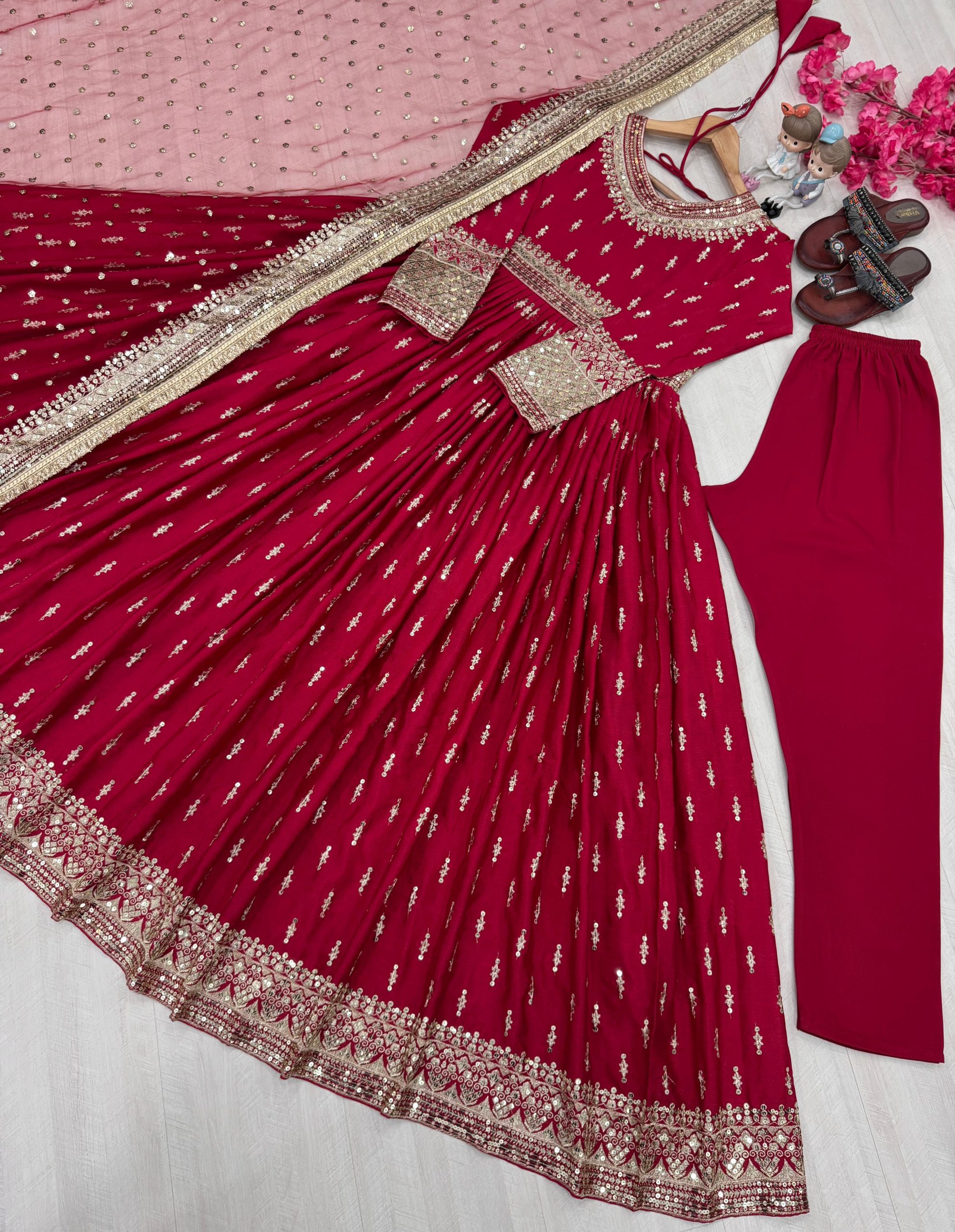 Embroidered Lehenga Suit with Net Dupatta – Party Wear - Image 14