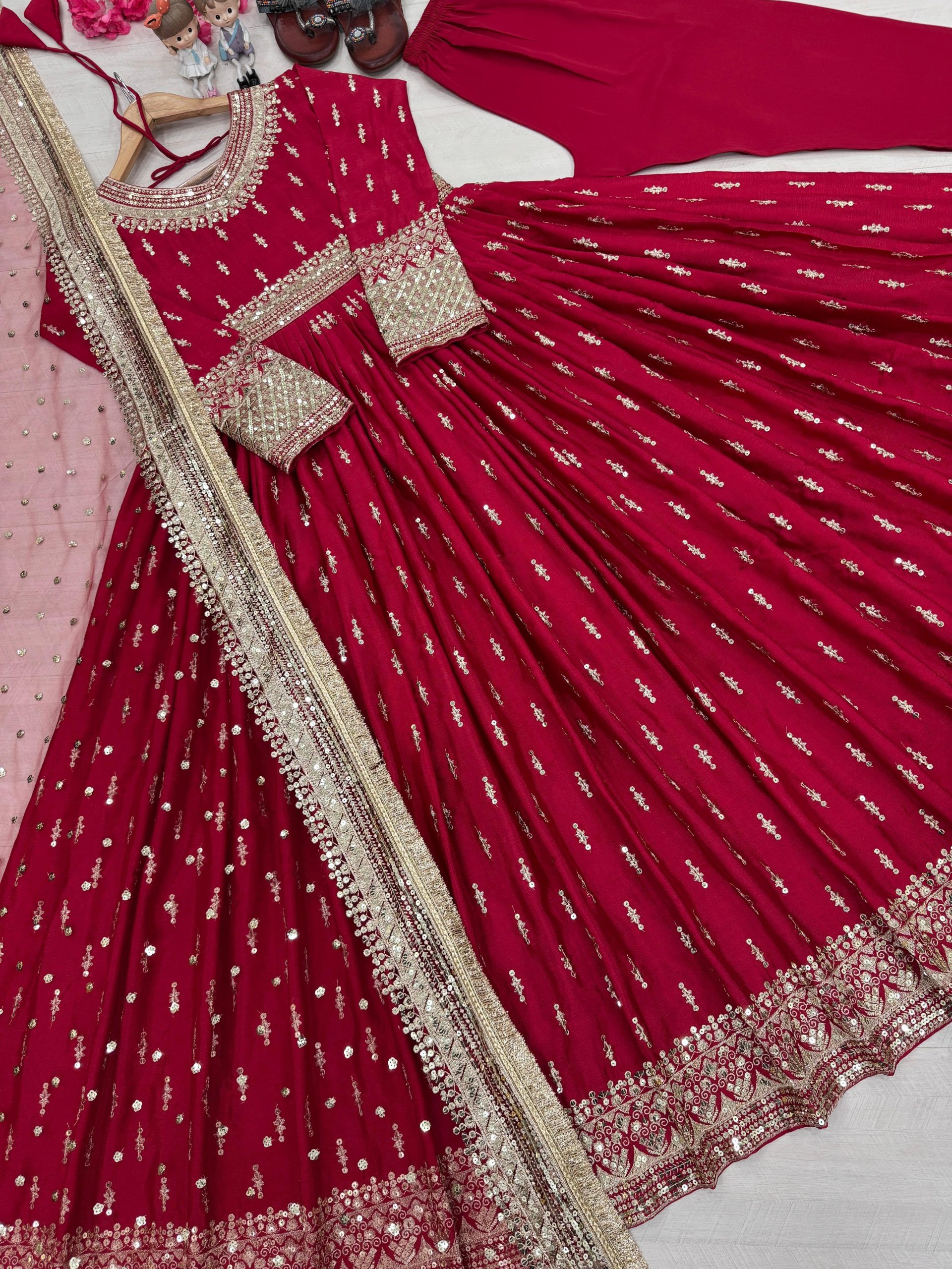 Embroidered Lehenga Suit with Net Dupatta – Party Wear - Image 13