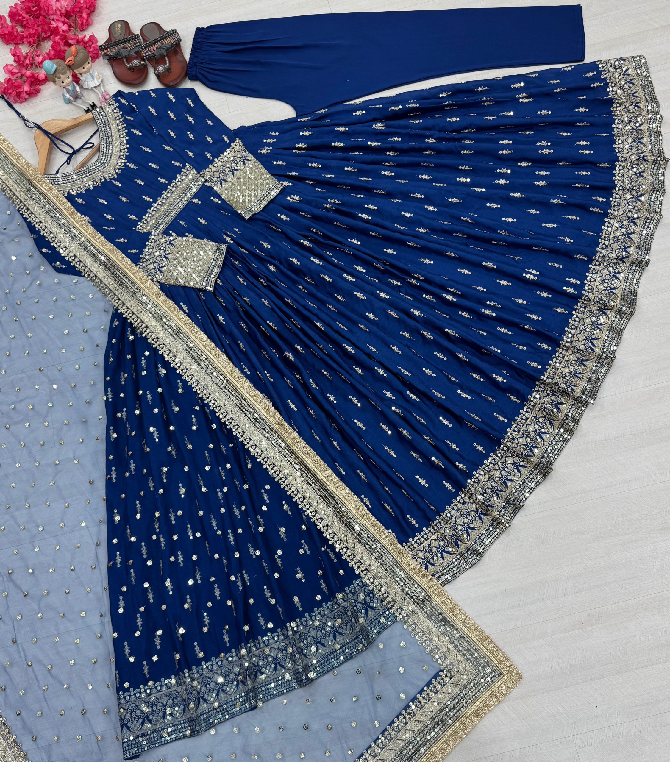 Embroidered Lehenga Suit with Net Dupatta – Party Wear - Image 7