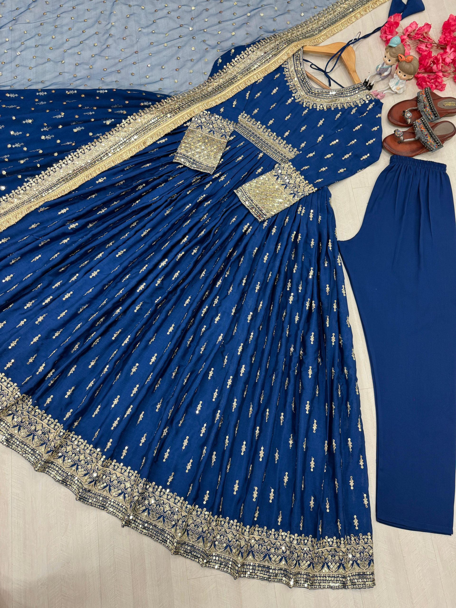 Embroidered Lehenga Suit with Net Dupatta – Party Wear - Image 8