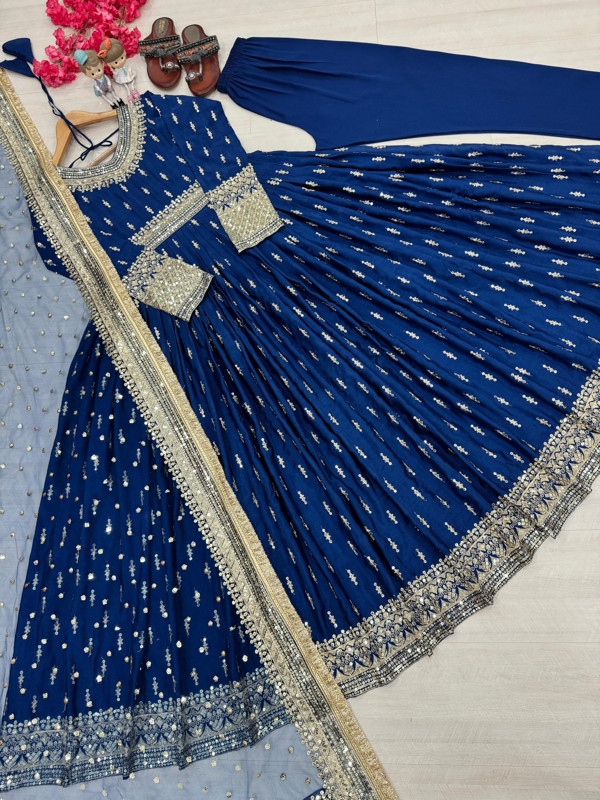 Embroidered Lehenga Suit with Net Dupatta – Party Wear - Image 10