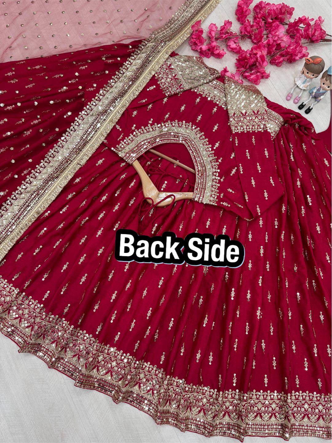 Embroidered Lehenga Suit with Net Dupatta – Party Wear - Image 11