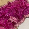 Celebrity-Inspired Jimichu Satin Saree - Magenta Pink