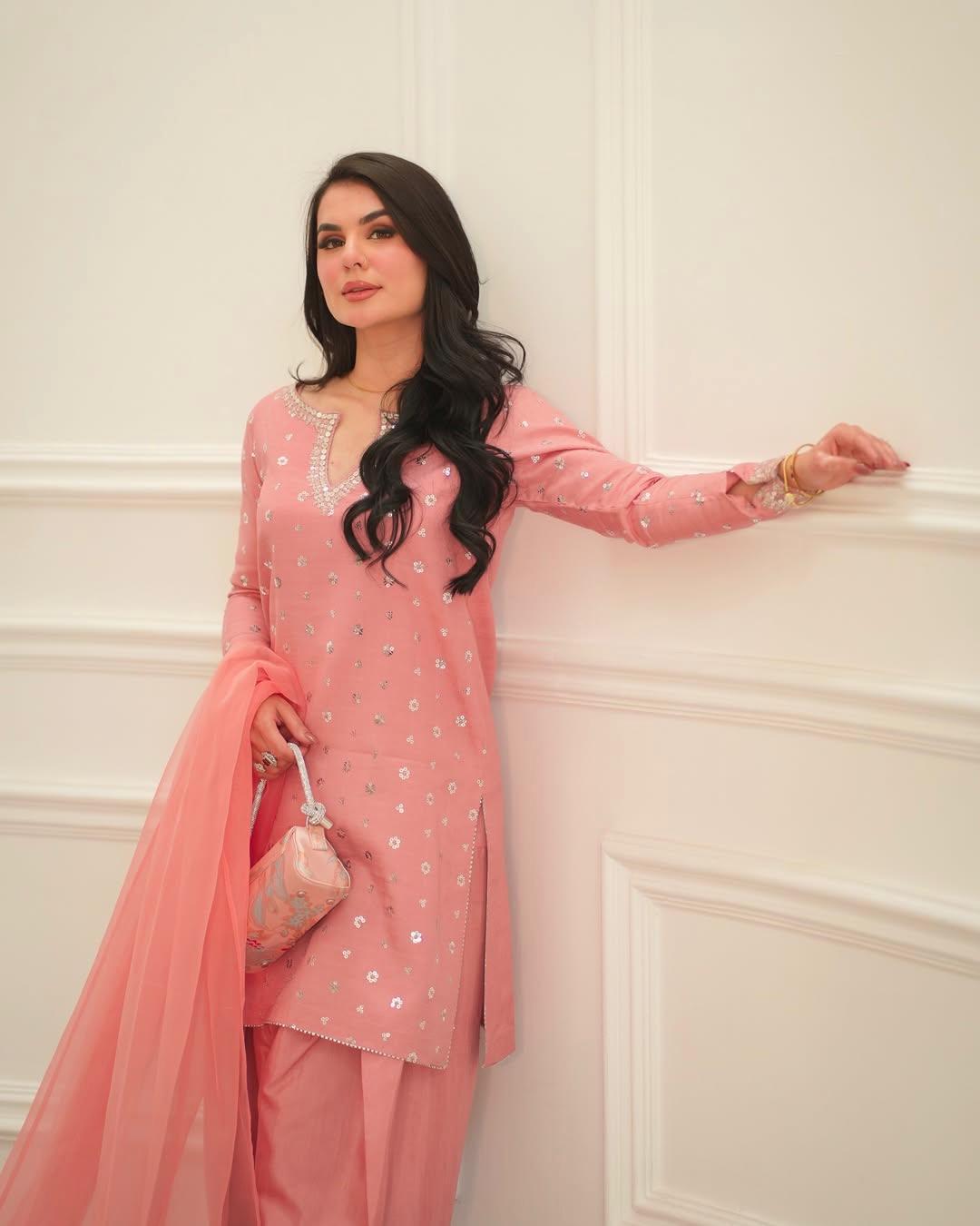 Designer Chinnon Silk Top with Farshi Salwar & Organza Dupatta - Image 11
