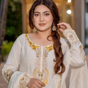 Designer Embroidered Sharara Suit Set in French Crepe – Ready to Wear