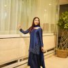 Elegant Navy Crepe-Silk Farshi Set