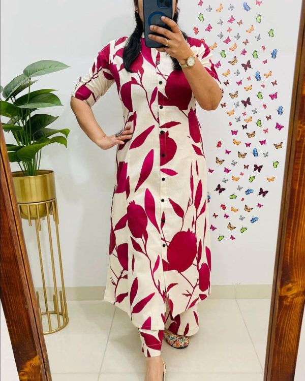 Aline Kurti Co-ord Set | White Red